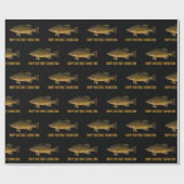 Largemouth Bass Fish Pattern Happy Birthday & Name ラッピングペーパー (フラット)