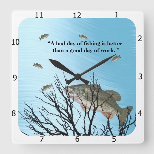 LARGEMOUTH BASS QUOTE スクエア壁時計 (正面)