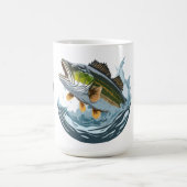 Largemouth Bass Stricking Top Water Lure コーヒーマグカップ (中央)