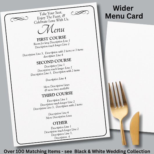 Larger Menu Card - Black White Infinity Scroll, メニュー