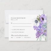 Larissaパープルフローラ食事の選択結婚ズ 出欠カード (正面)