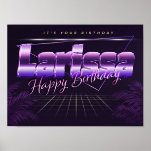 Larissa名Vorname lila retroポスターGeburtstag ポスター