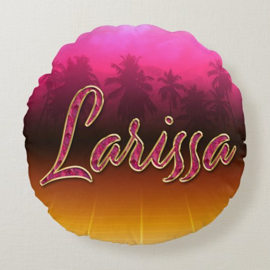 Larissa Vorname Name golden pink Kissen ラウンドクッション (正面)