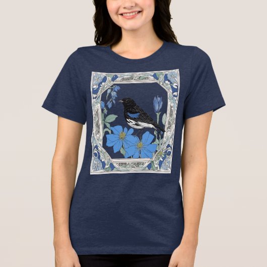 Lark Bunting And Colorado Blue Columbine  トライブレンドＴシャツ (正面)