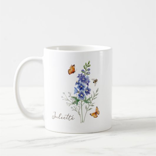 Larkspur Birth Month Flower コーヒーマグカップ (左)