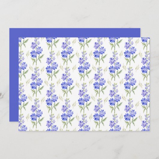 Larkspur Floral Botanical Note Card ノートカード (正面/裏面)