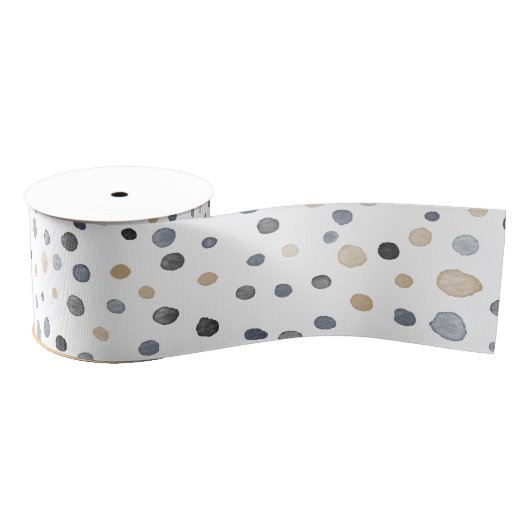 Lars紙吹雪水色ドットリボン グログランリボン (リール)
