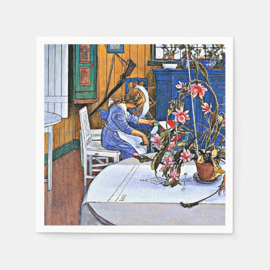 Larsson:インテリアとサボテン スタンダードカクテルナプキン (正面)