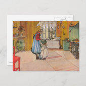 Larsson：キッチン、アート ポストカード (正面/裏面)