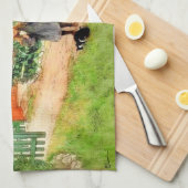 Larsson - Brita with a Cat and a Sandwich キッチンタオル (四つ折り)