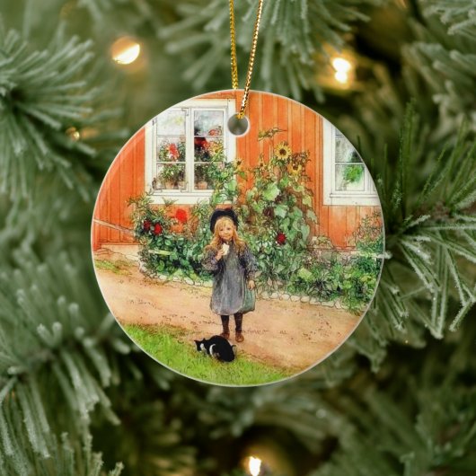 Larsson - Brita with a Cat and a Sandwich セラミックオーナメント (ツリー)