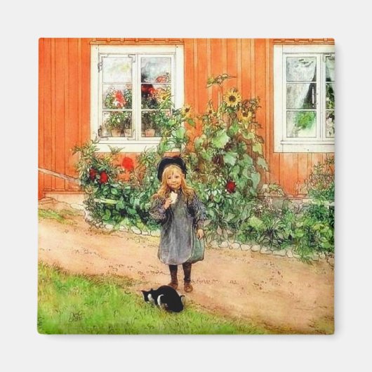 Larsson - Brita with a Cat and a Sandwich マグネット (正面)