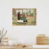 Larsson - Flowers on a Windowsill ポスター (キッチン)