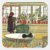 Larsson, Flowers on the Windowsill スクエアシール (正面)