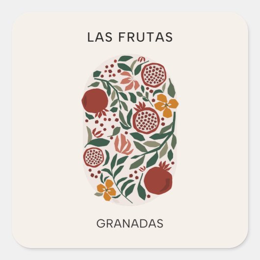 Las Frutas：グラナダス – Pomegranate Market スクエアシール (正面)
