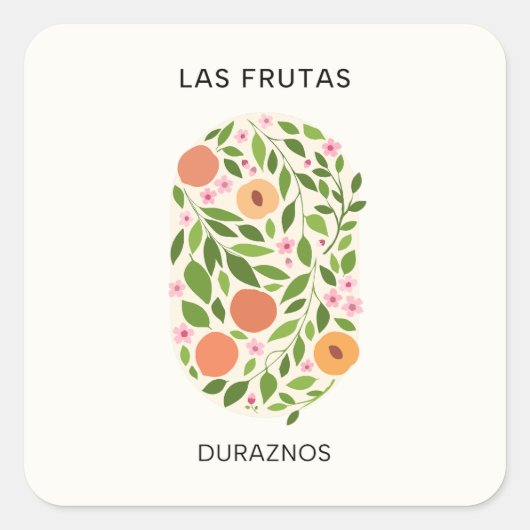 Las Frutas: Duraznos – ピーチマーケット スクエアシール (正面)