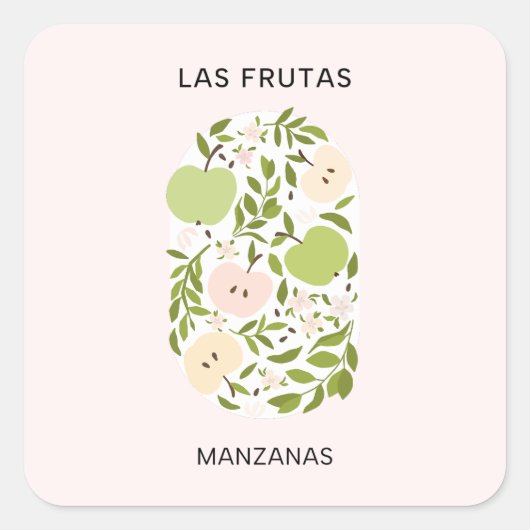Las Frutas: Manzanas - Apple Market スクエアシール (正面)