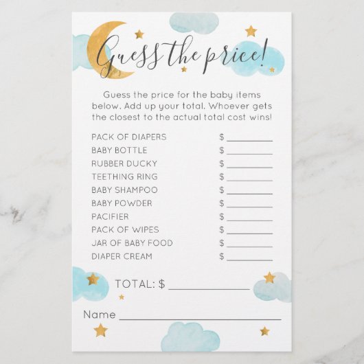 Las nubes Baby Shower de Moon & Stars adivinan el  (正面)