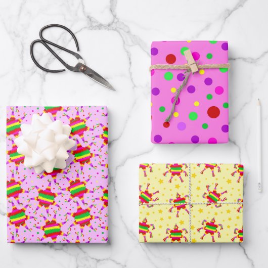 Las Posadas Piñata Festive Mexican Christmas  ラッピングペーパーシート (正面)