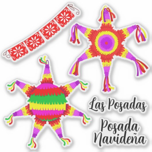 Las Posadas Piñatas with Posada Navideña シール (正面)