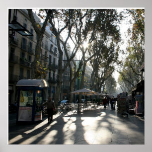 Las Ramblas、バルセロナ ポスター