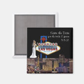 Las Veの新郎新婦の日付結婚を保存する マグネット (正面/裏面)