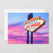 Las Vegaへようこそ、紫の青い空のはがき ポストカード (正面/裏面)
