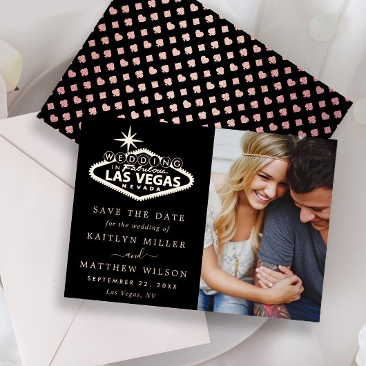 Las Vegasエレガントの結婚写真が日付を保存実在する 箔招待状