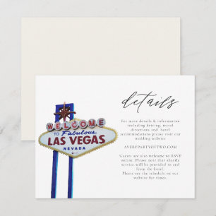 LAS VEGASサイン結婚またはイベント詳細カード 招待状