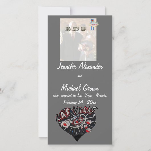 Las Vegas結婚した写真のお知らせ 案内状 (正面)