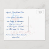 Las Vegas結婚した写真アナウンスブルー 案内ポストカード (裏面)