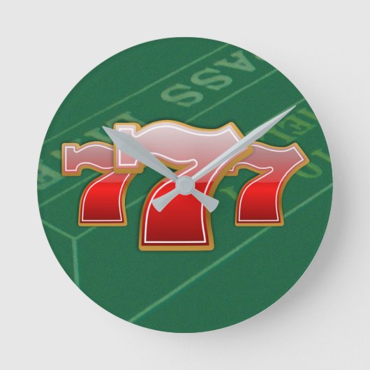 Las Vegas 777 Slot Machine Jackpot ラウンド壁時計 (正面)