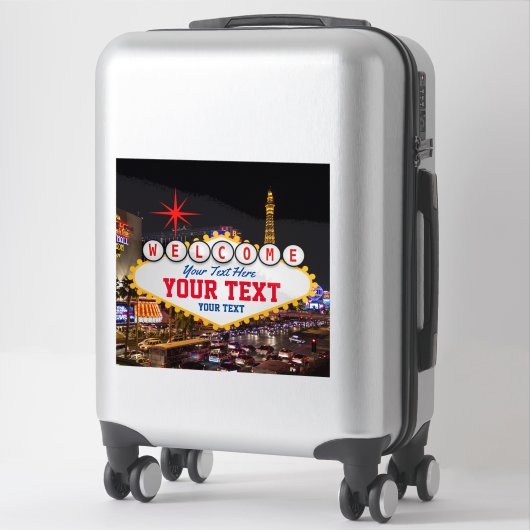 Las Vegas at Night Welcome Sign Your Text シール (スーツケース)