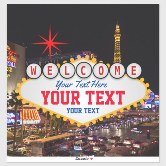 Las Vegas at Night Welcome Sign Your Text シール (シート)