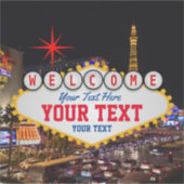 Las Vegas at Night Welcome Sign Your Text シール (正面)
