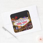 Las Vegas at Night Welcome Sign Your Text スクエアシール (封筒)