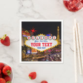 Las Vegas at Night Welcome Sign Your Text スタンダードカクテルナプキン (インサイチュ)