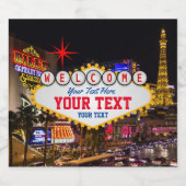 Las Vegas at Night Welcome Sign Your Text スパークリングワインラベル (シングルラベル)