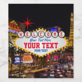 Las Vegas at Night Welcome Sign Your Text ワインラベル (シングルラベル)