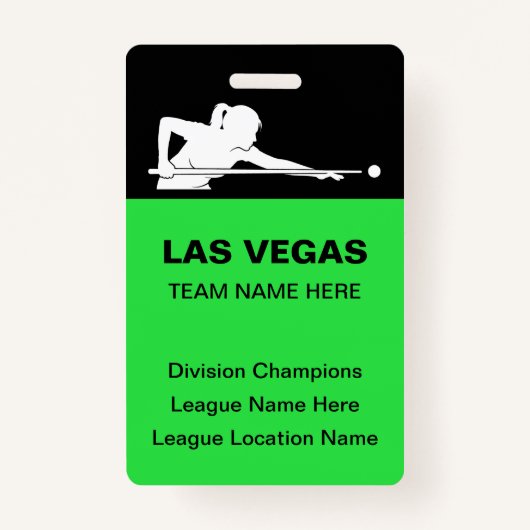 Las Vegas Billiards Theme Bulk Team Name Badges バッジ (正面)