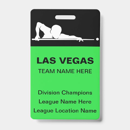Las Vegas Billiards Theme Bulk Team Name Badges バッジ (Front)