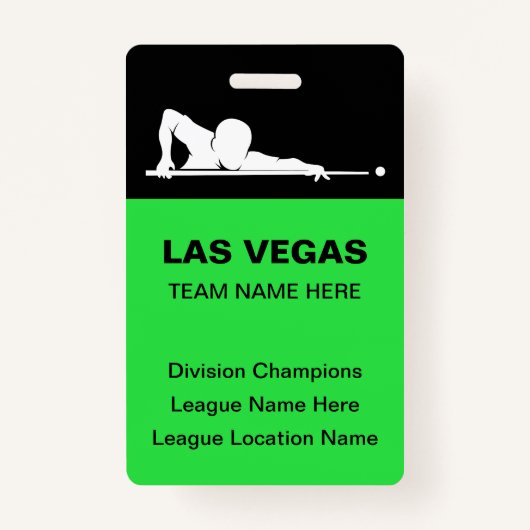 Las Vegas Billiards Theme Bulk Team Name Badges バッジ (正面)