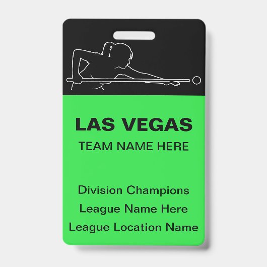 Las Vegas Billiards Theme Bulk Team Name Badges バッジ (Front)