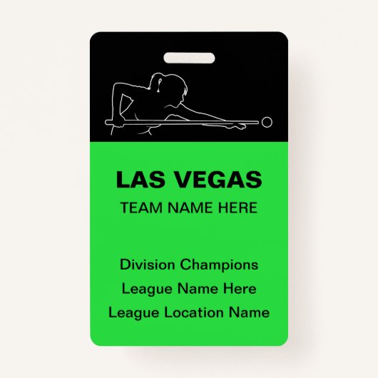 Las Vegas Billiards Theme Bulk Team Name Badges バッジ (正面)