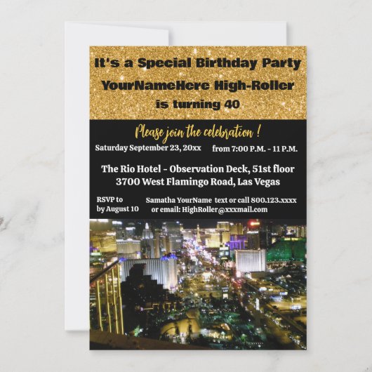 Las Vegas Birthday Party 40th  招待状 (正面)