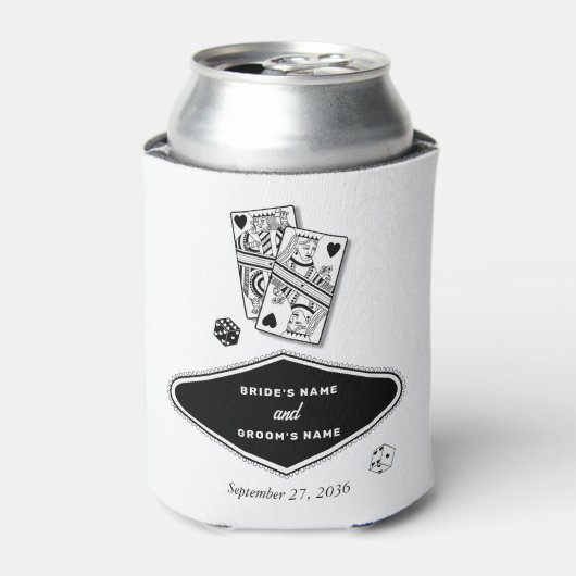 Las Vegas Casino Destination Wedding Black White 缶クーラー (缶正面)
