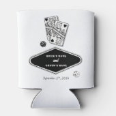 Las Vegas Casino Destination Wedding Black White 缶クーラー (裏面)