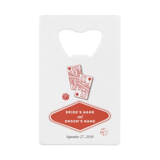 Las Vegas Casino Destination Wedding Red White クレジットカード栓抜き (正面)