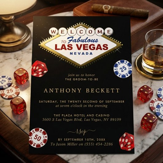 Las Vegas Casino Night Bachelor Party 招待状