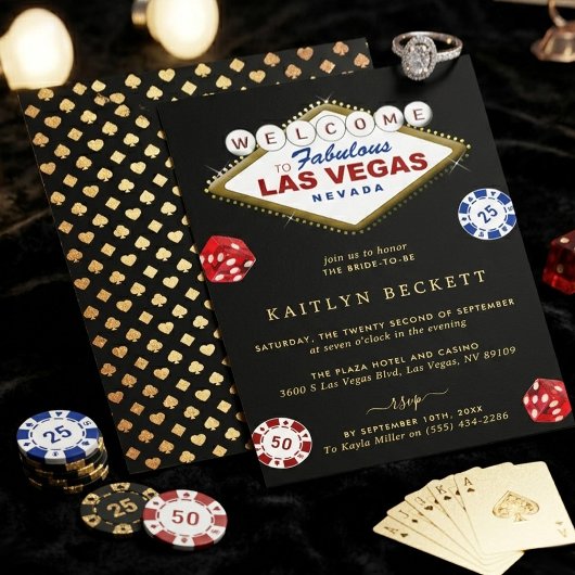 Las Vegas Casino Night Bachelorette Party 招待状